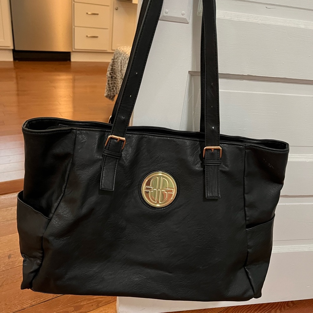 Large faux leather tote